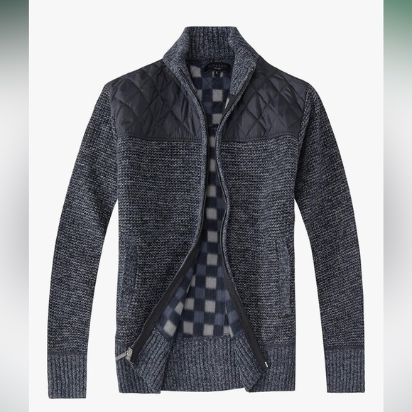 Other - Mens Knitted Regular Fit Full Zip Sweater with Soft Brushed Flannel Lining